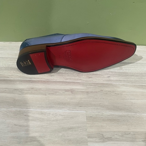 Fennix Italy Elegant Blue Leather calf/gator Men's Dress Shoes oxford - Picture 5 of 5